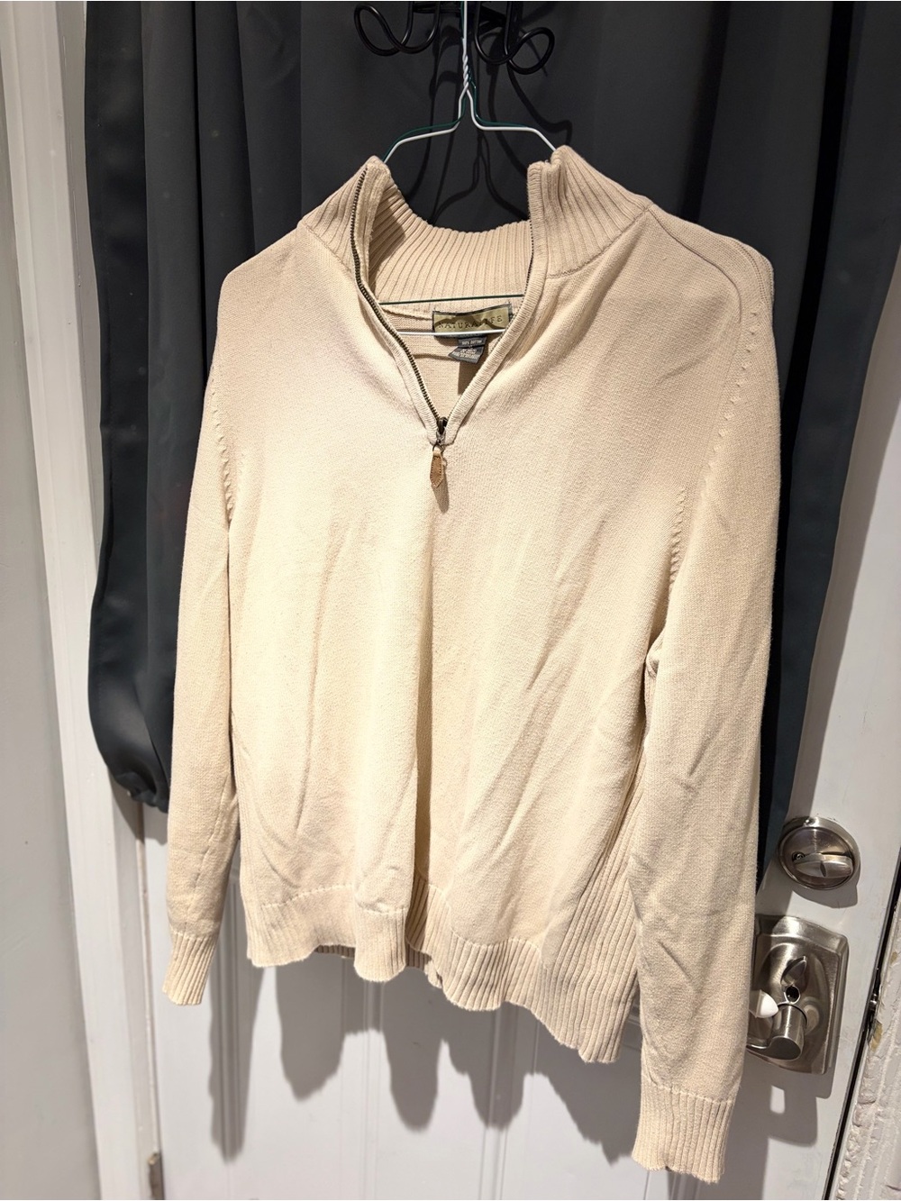 NATURAL LIFE Cream Half-Zip Men's Sweater